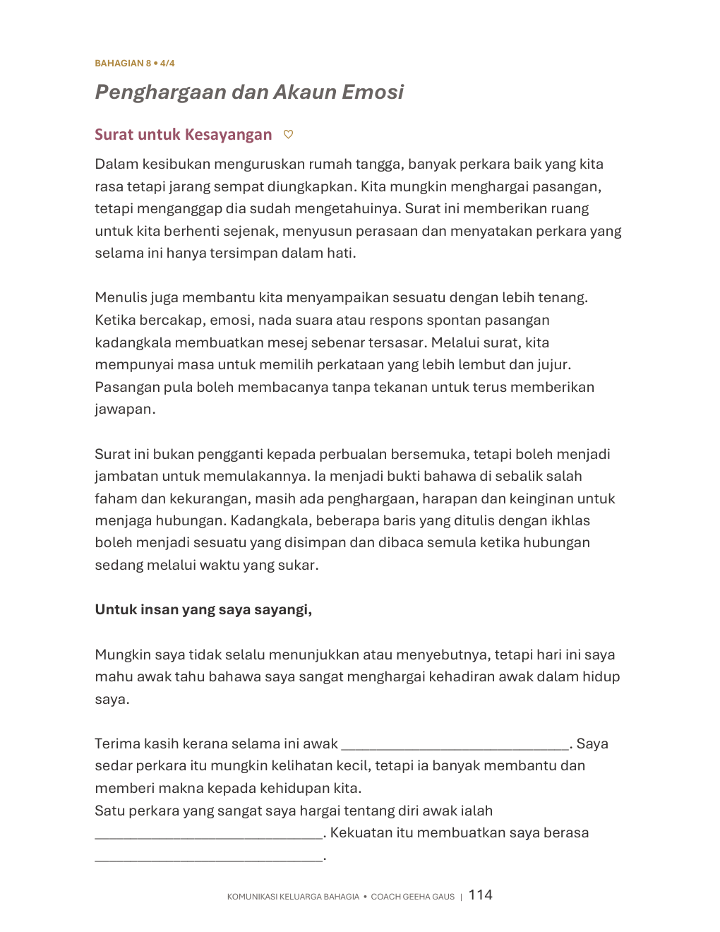Preview latihan Surat untuk Kesayangan